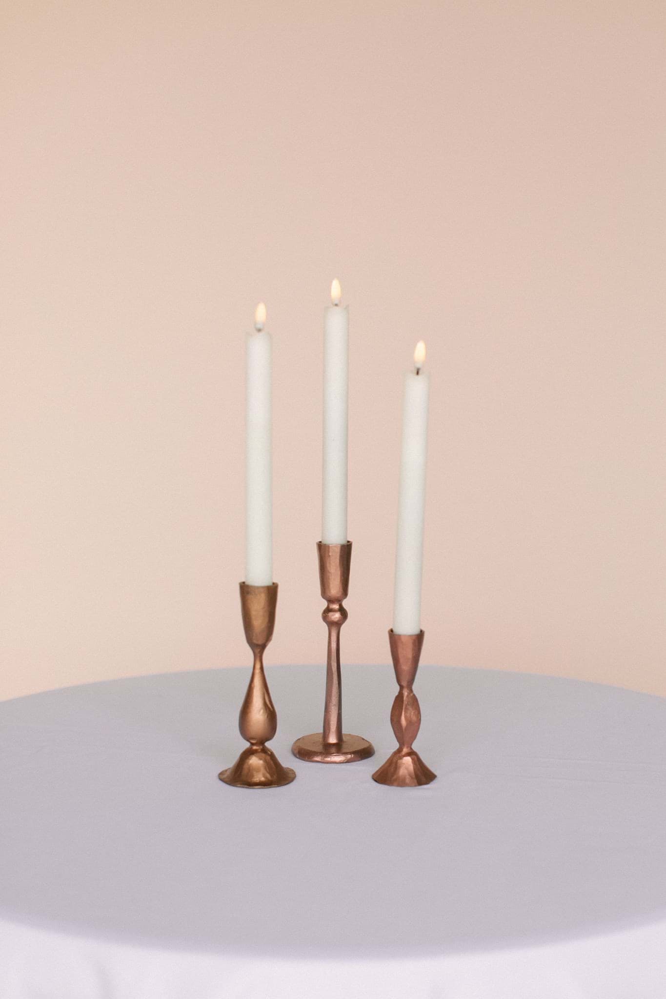 Picture of Antique Copper Candlesticks Set of 3