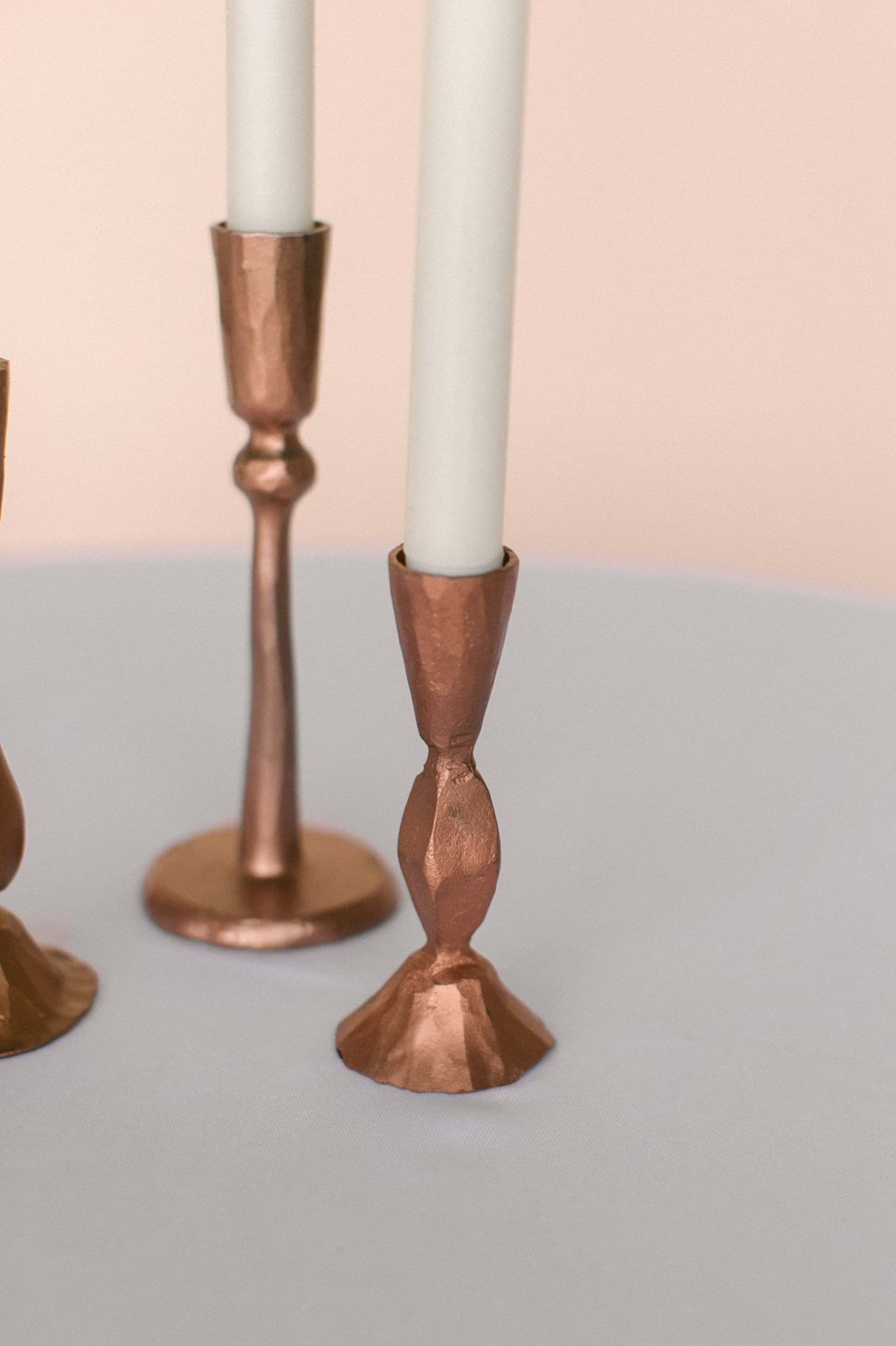 Picture of Antique Copper Candlesticks Set of 3