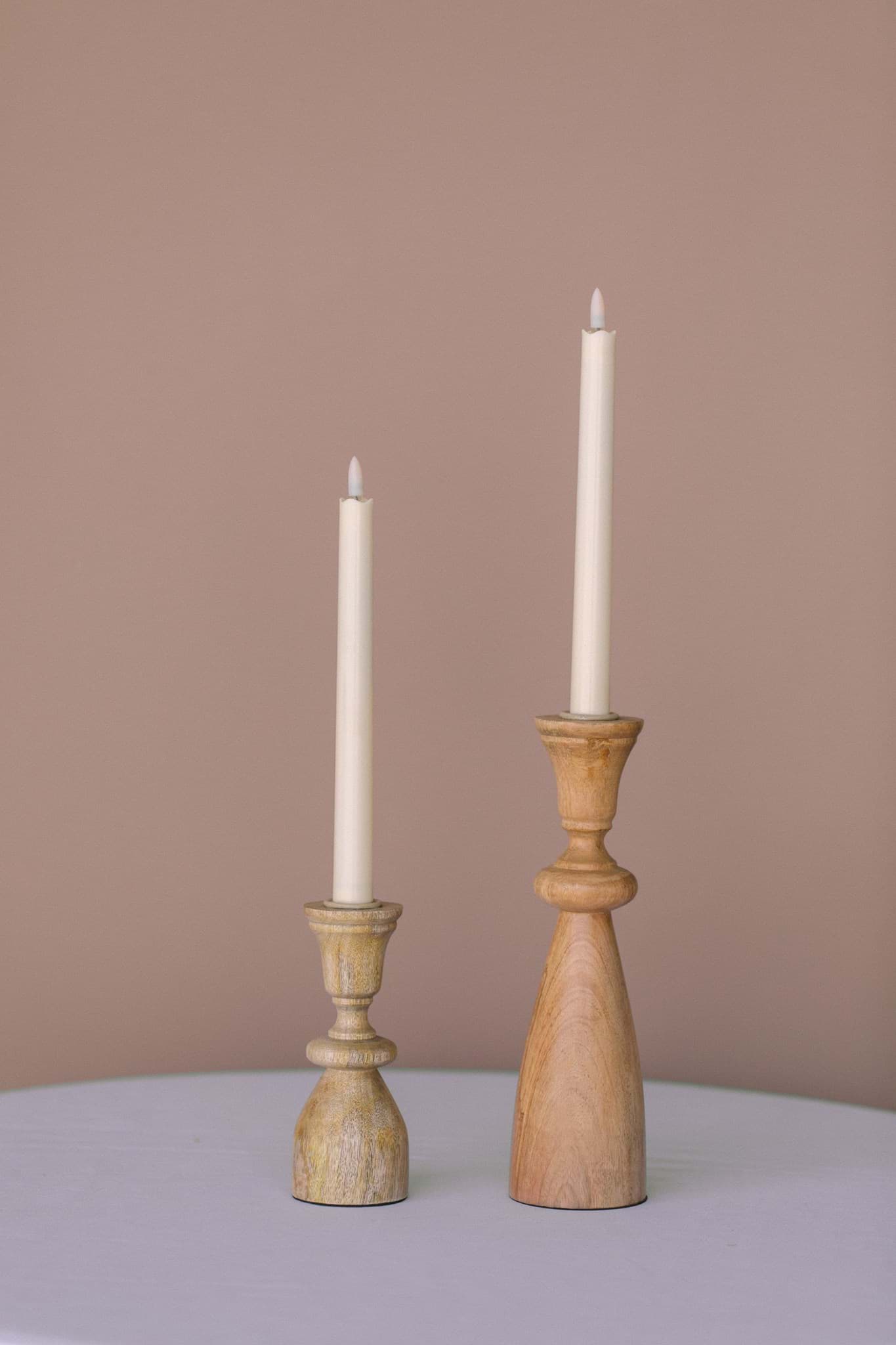 Mango Wood Candlesticks (Set of 2)