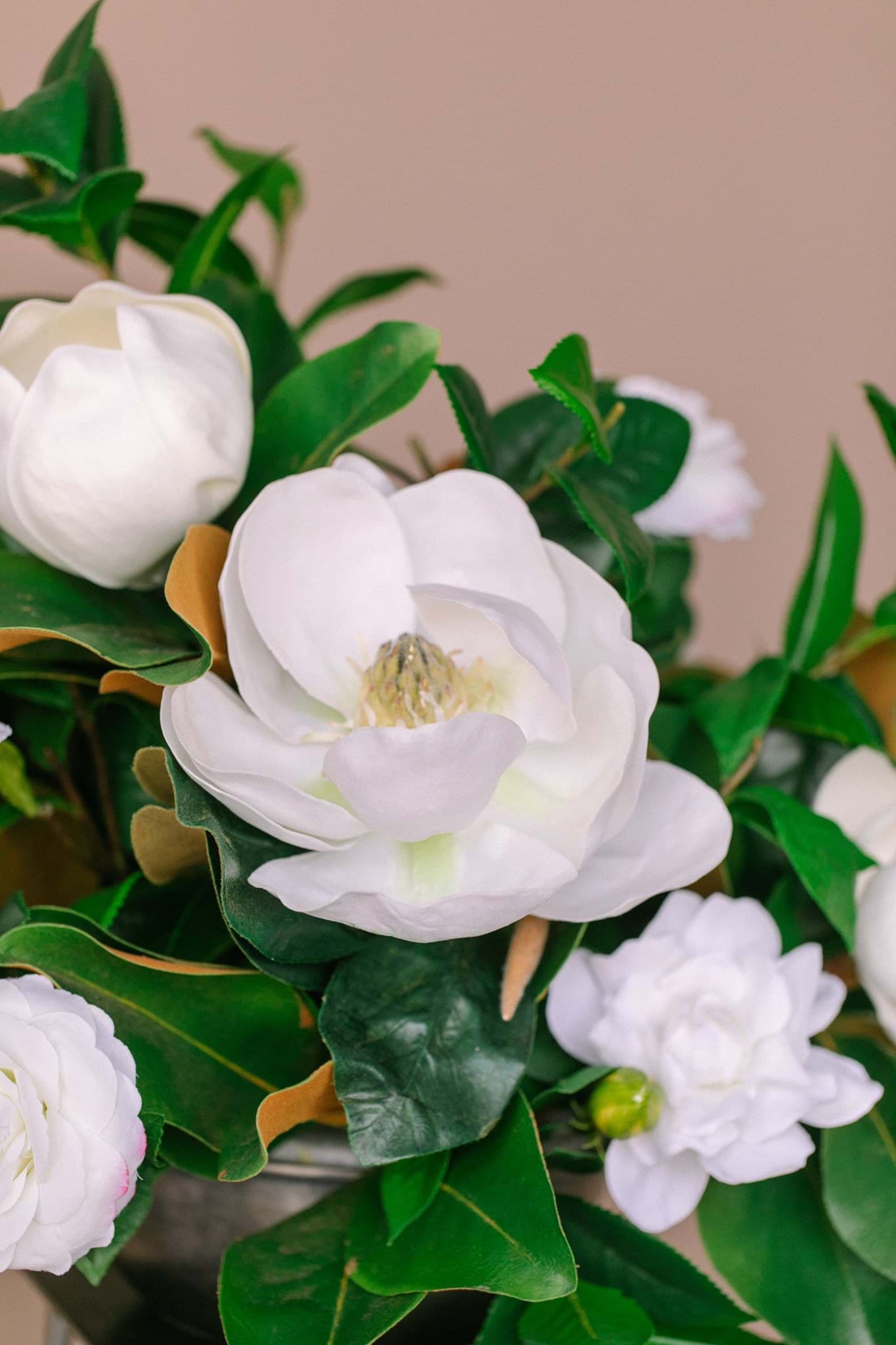 Silk White Magnolia and Gardenia Centerpiece | Something Borrowed ...