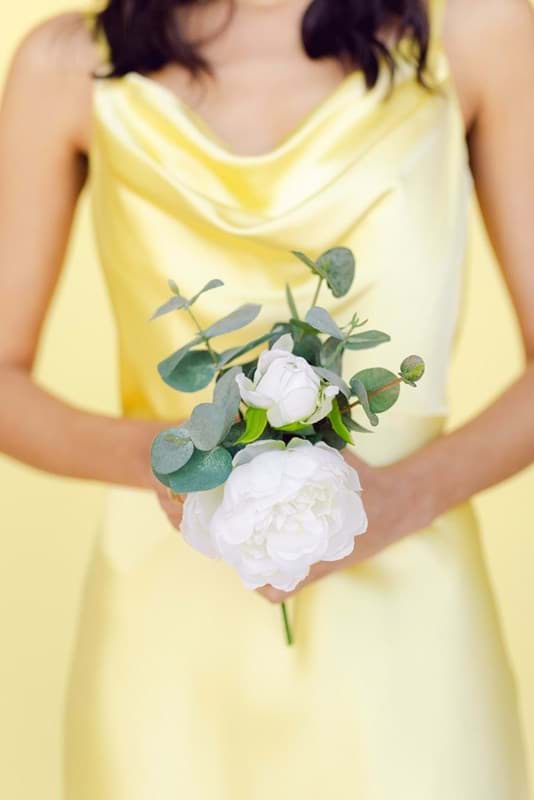 Classic White Posy with Yellow Corsage Classic White Posy with Yellow Corsage