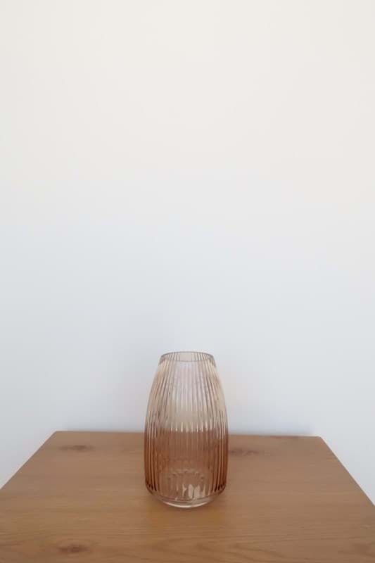 Picture of Ribbed Amber Glass Vase
