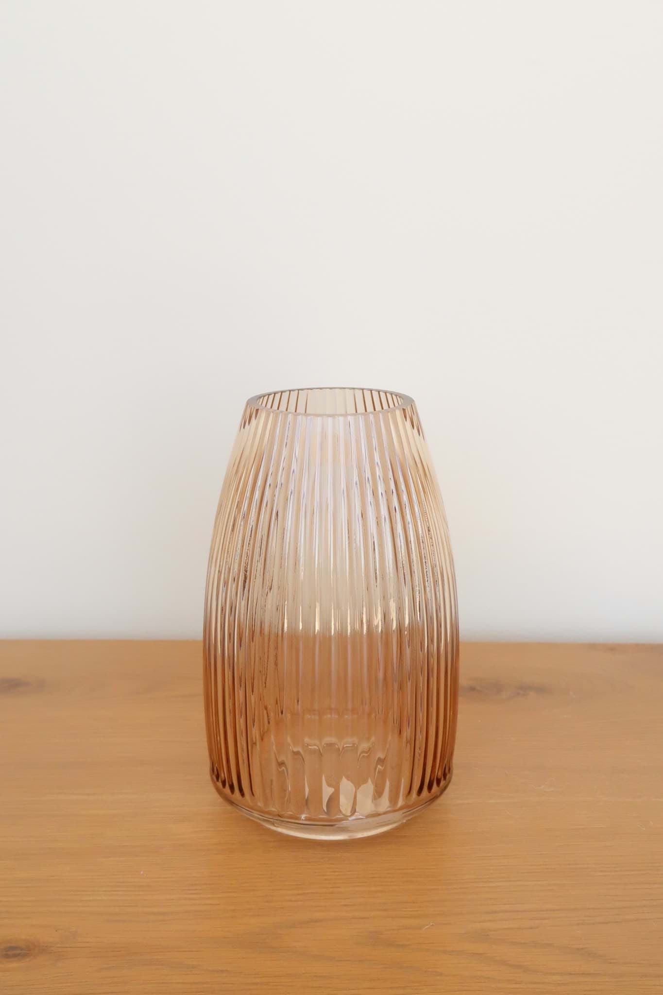 Picture of Ribbed Amber Glass Vase